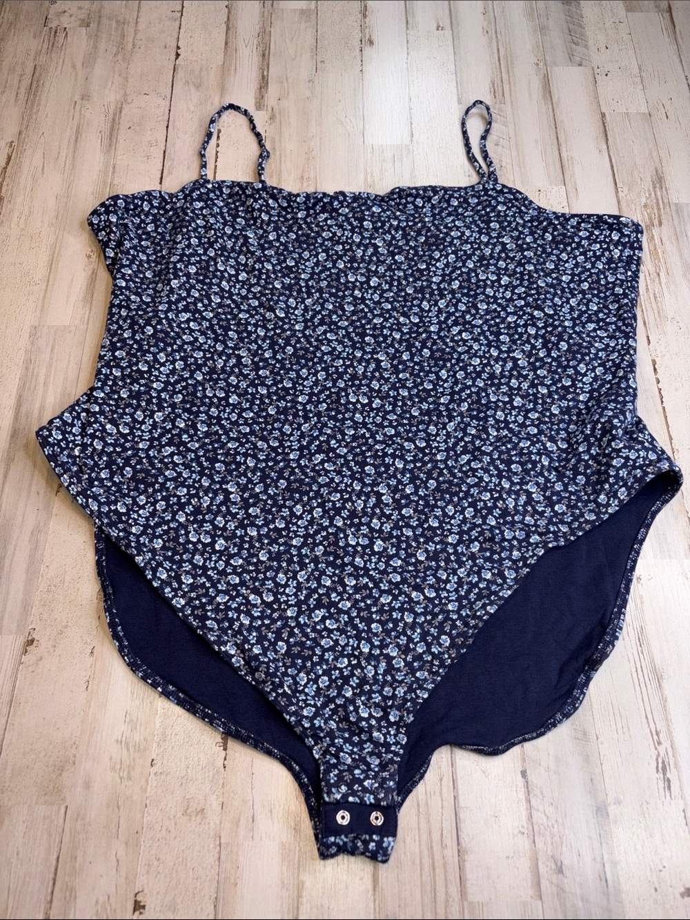 Old Navy Bodysuit Navy Blue Floral Print with Snaps Plus Size  4X